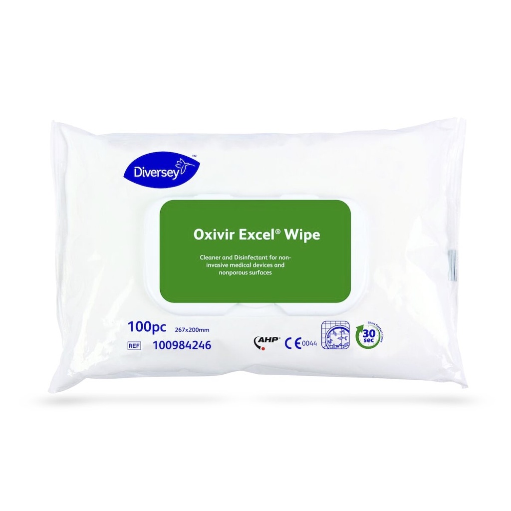 Di Oxivir Excel Wipe tisztító- és fertőtlenítőkendő műanyag zacskós visszazárható kiszerelésben 100 db-os