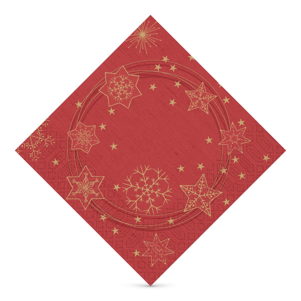 Duni tissue szalvéta 33 x 33 cm-es 3 r.  250 lapos Star Shine Red