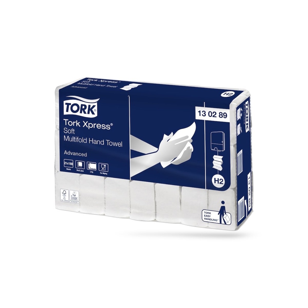 [130289] Tork Adv. interfold kéztörlő 21 x 180 lapos 2 rétegű fehér H2