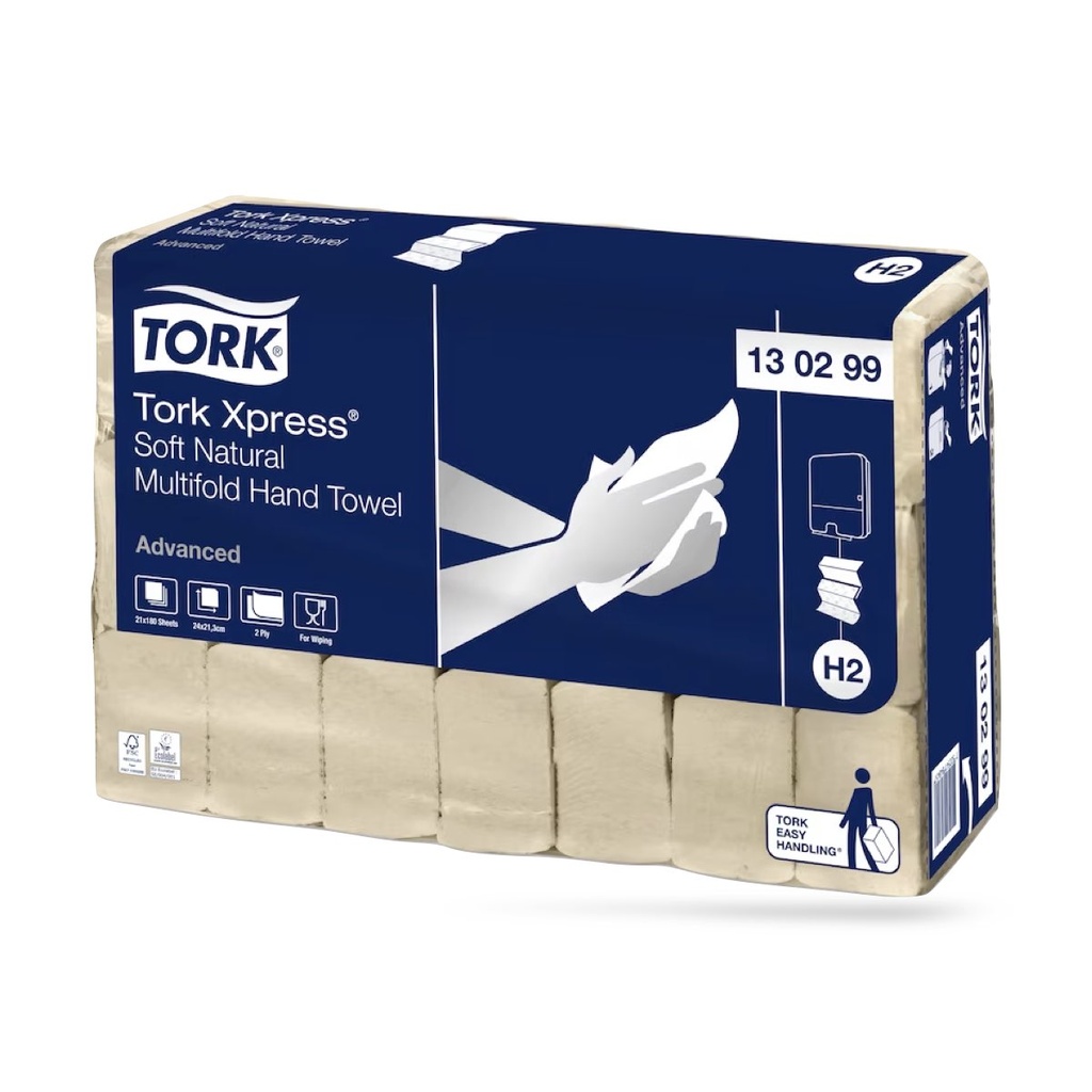 [130299] Tork Adv. interfold kéztörlő 21 x 180 lapos 2 rétegű natúr H2