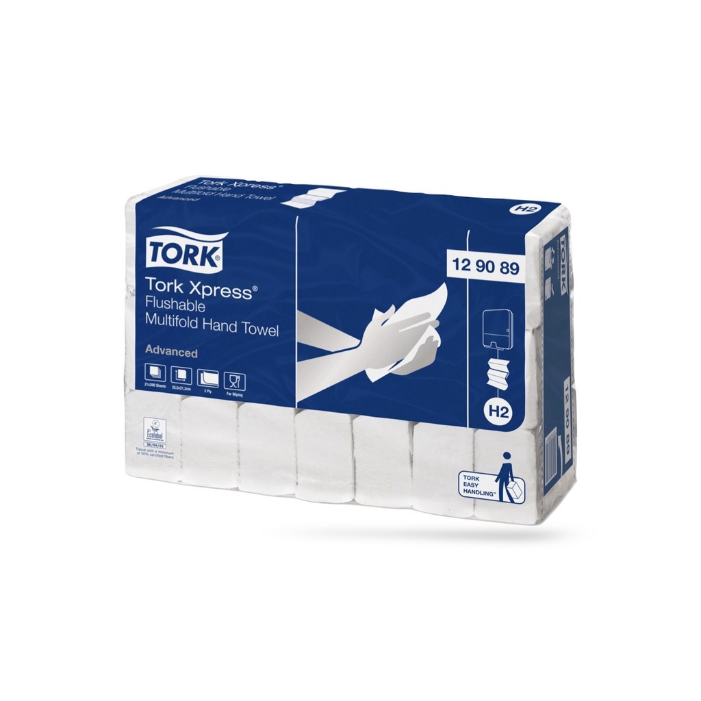 [129089] Tork Adv. interfold kéztörlő toalettbe dobható 21 x 200 lapos 2 r. fehér H2