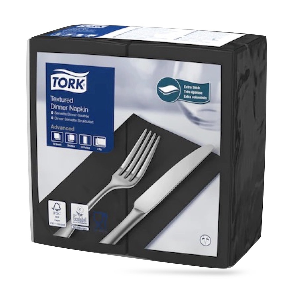 Tork Airlaid texturált szalvéta 40 x 40 cm-es 1/8-os 2 r. 50 lapos fekete