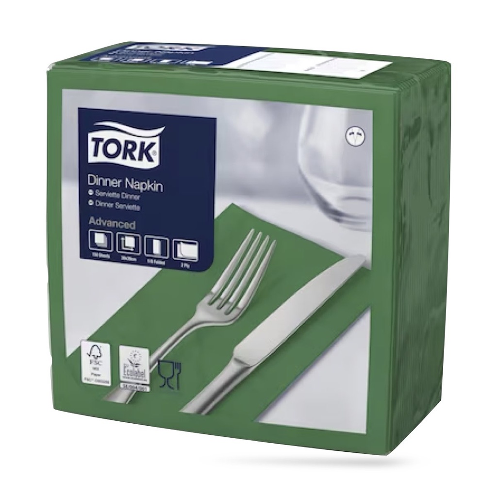 Tork dinner szalvéta 40 x 40 cm-es 1/8-os 2 r. 150 lapos sötétzöld