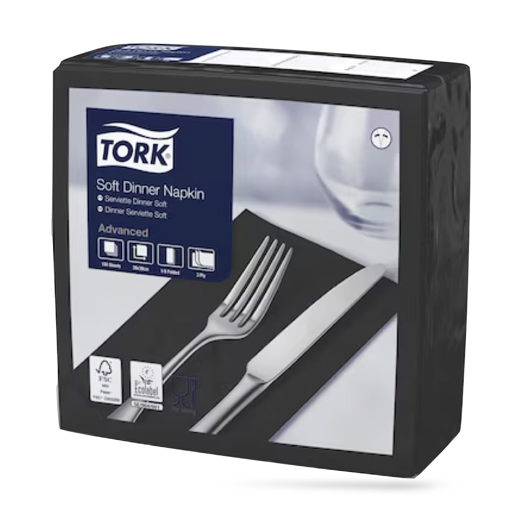 Tork dinner szalvéta 40 x 40 cm-es 1/8-os 3 r. 100 lapos fekete