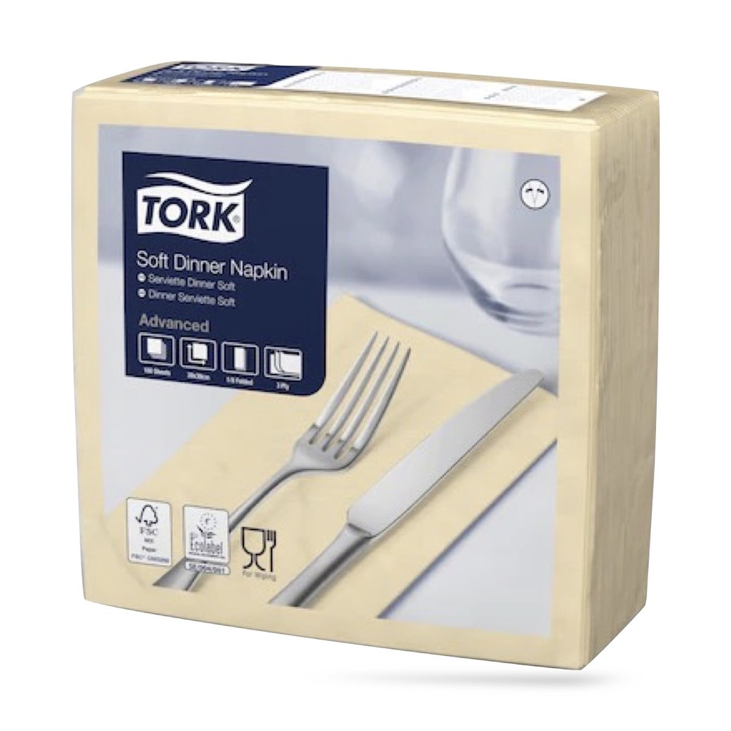 Tork dinner szalvéta 40 x 40 cm-es 1/8-os 3 r. 100 lapos homok