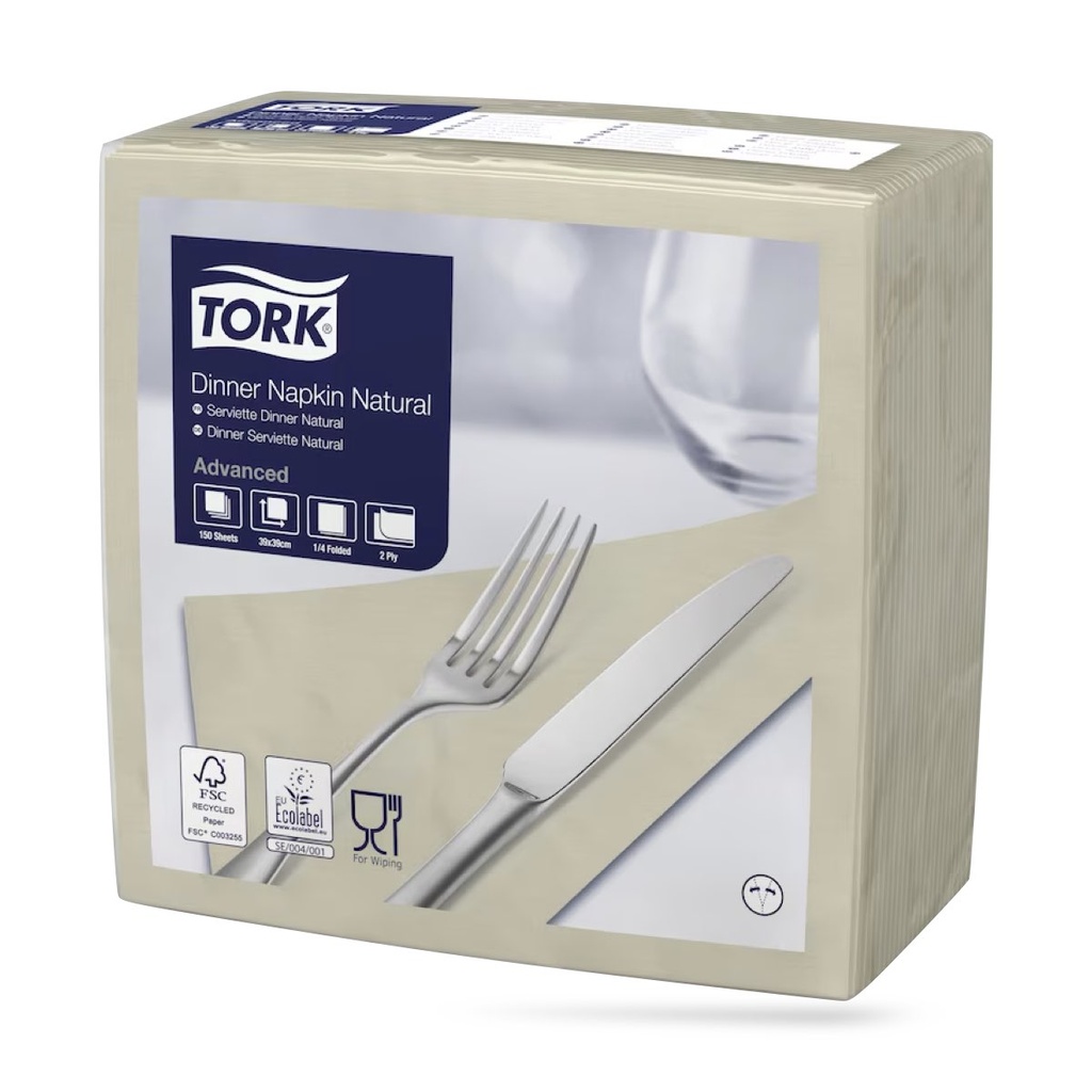 Tork dinner szalvéta 40 x 40 cm-es 2 r. 150 lapos natur