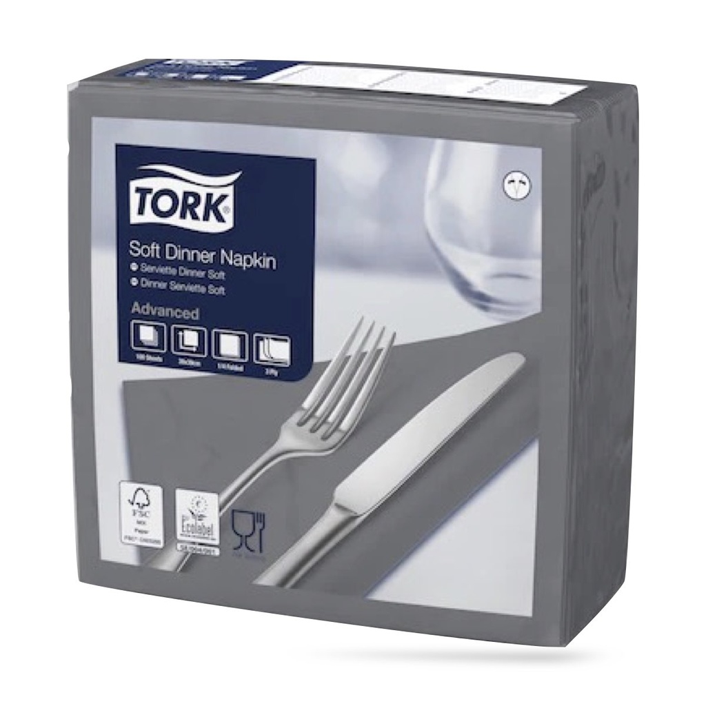 Tork dinner szalvéta 40 x 40 cm-es 3 r. 100 lapos antracit