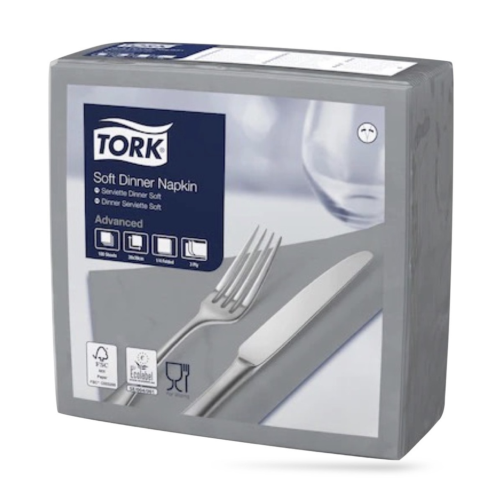 [477673] Tork dinner szalvéta 40 x 40 cm-es 3 r. 100 lapos szürke