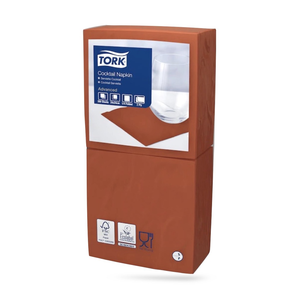 [477838] Tork koktélszalvéta 24 x 24 cm-es 2 r. 200 lapos terrakotta