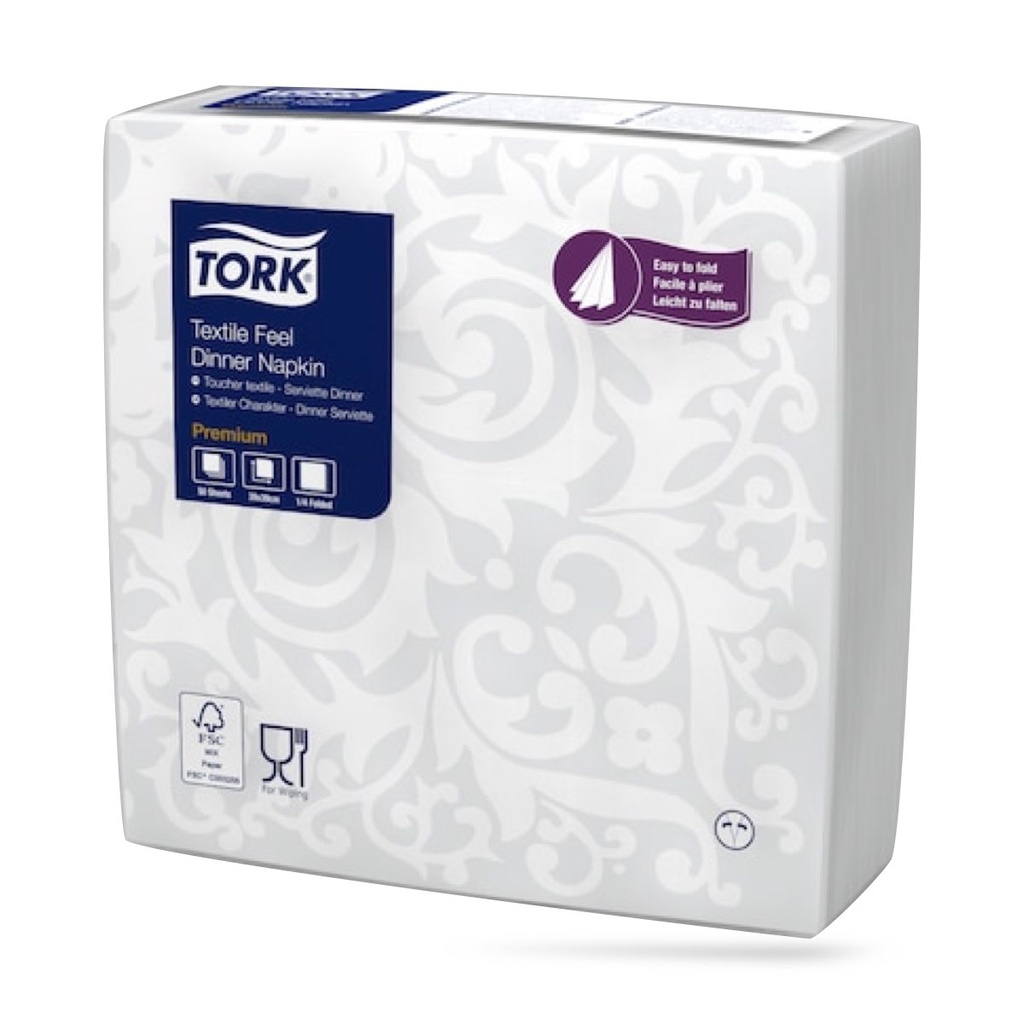 Tork LinStyle Arabesque textilhatású szalvéta 39 x 39 cm-es 1 r. 50 lapos fehér