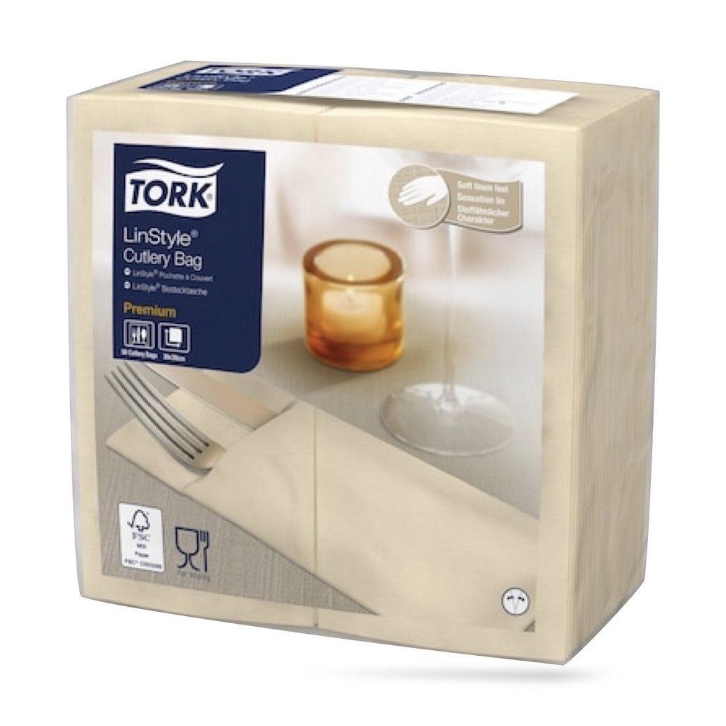 Tork LinStyle cutlery szalvéta 39 x 39 cm-es 1 r. 50 lapos krém