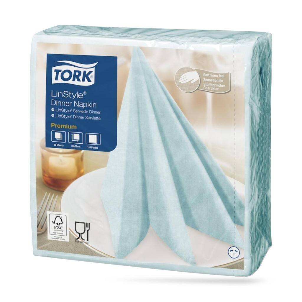 Tork LinStyle textilhatású szalvéta 39 x 39 cm-es 1 r. 50 lapos tengerkék