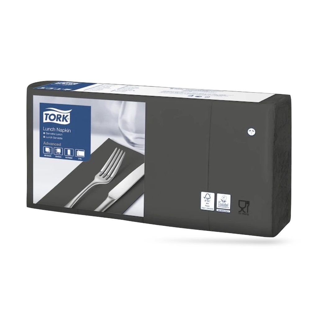 [477851] Tork lunch szalvéta 33 x 33 cm-es 1/8-os 2 r. 200 lapos fekete