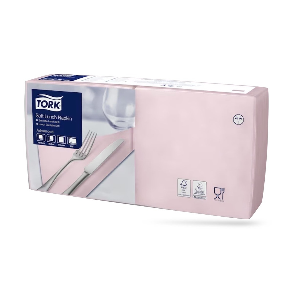 [477849] Tork lunch szalvéta 33 x 33 cm-es 3 r. 150 lapos korallpink