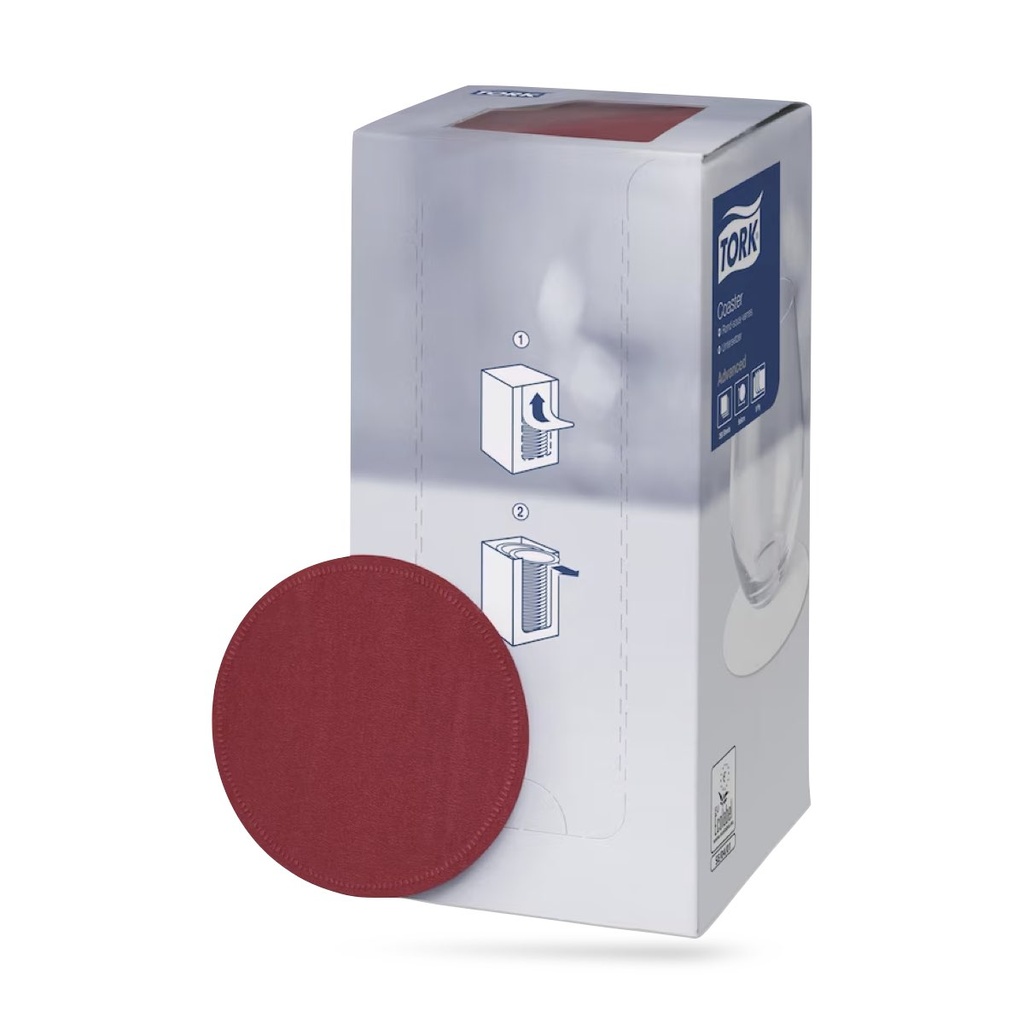 [474469] Tork poháralátét ∅ 9 cm-es 8 r. 250 lapos bordó