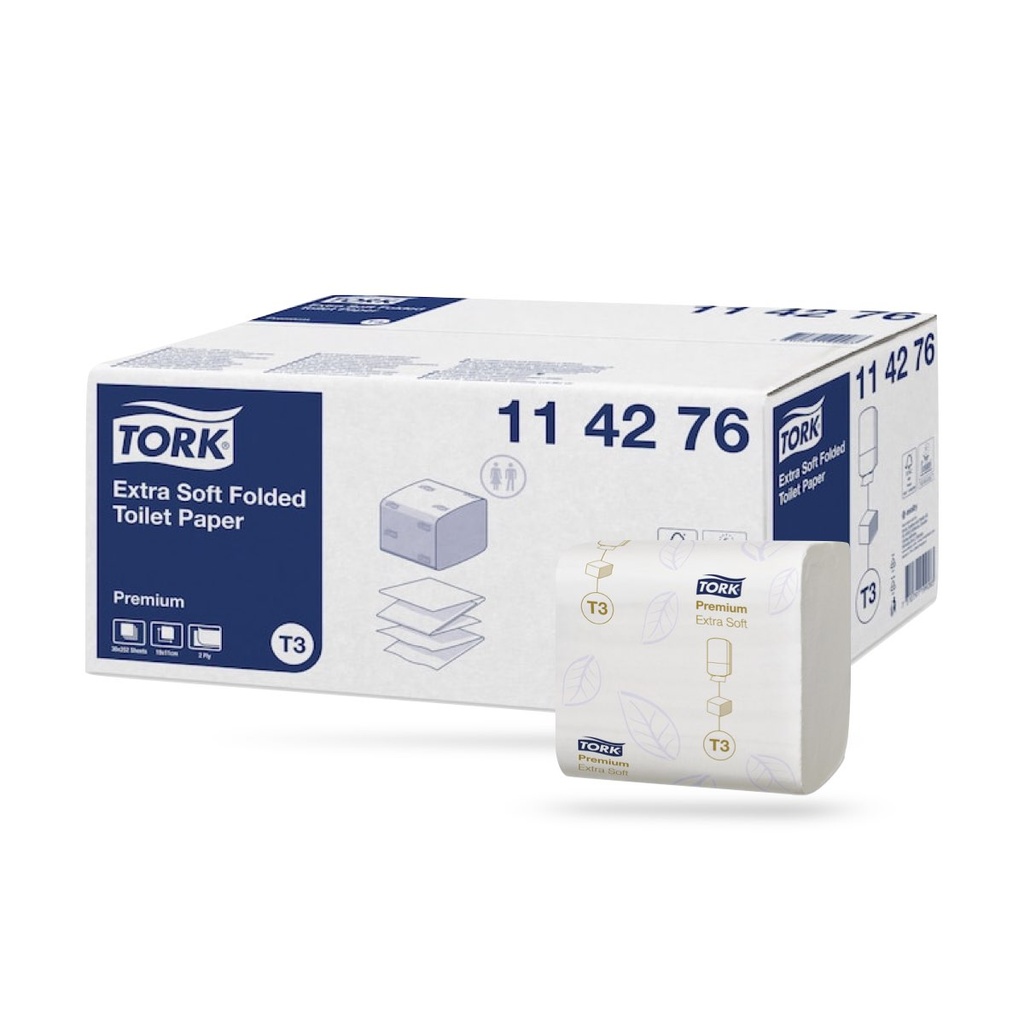[114276] Tork Prem. hajtogatott toalettpapír 3 r. extra fehér 30 x 252 lapos T3