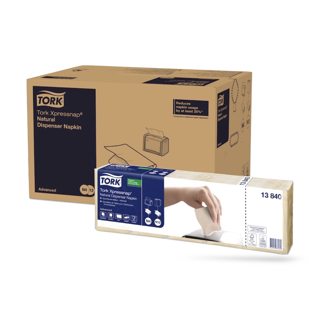Tork Xpressnap környezetbarát adagolós szalvéta 21 x 33 cm-es 1 r. 1125 lapos natur N4