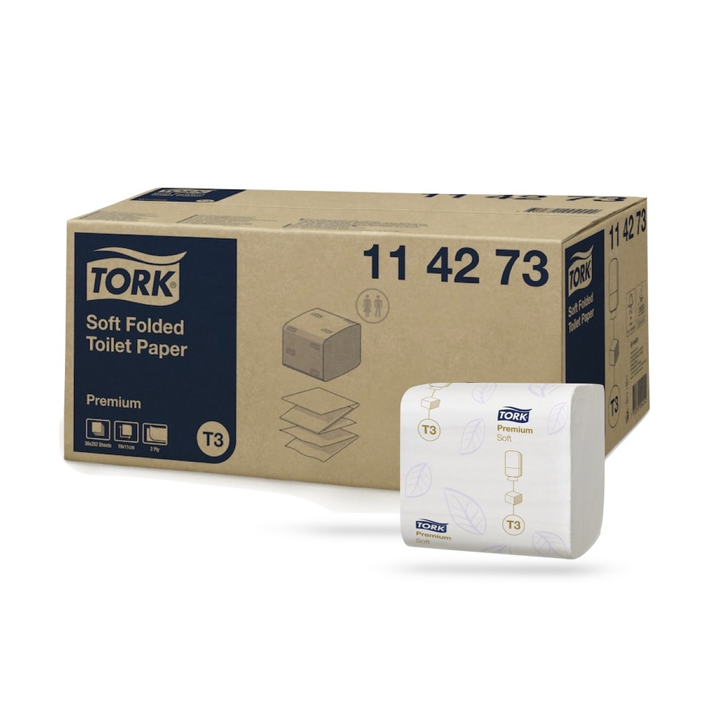 Tork Prem. hajtogatott toalettpapír 2 r. fehér 30 x 252 lapos T3