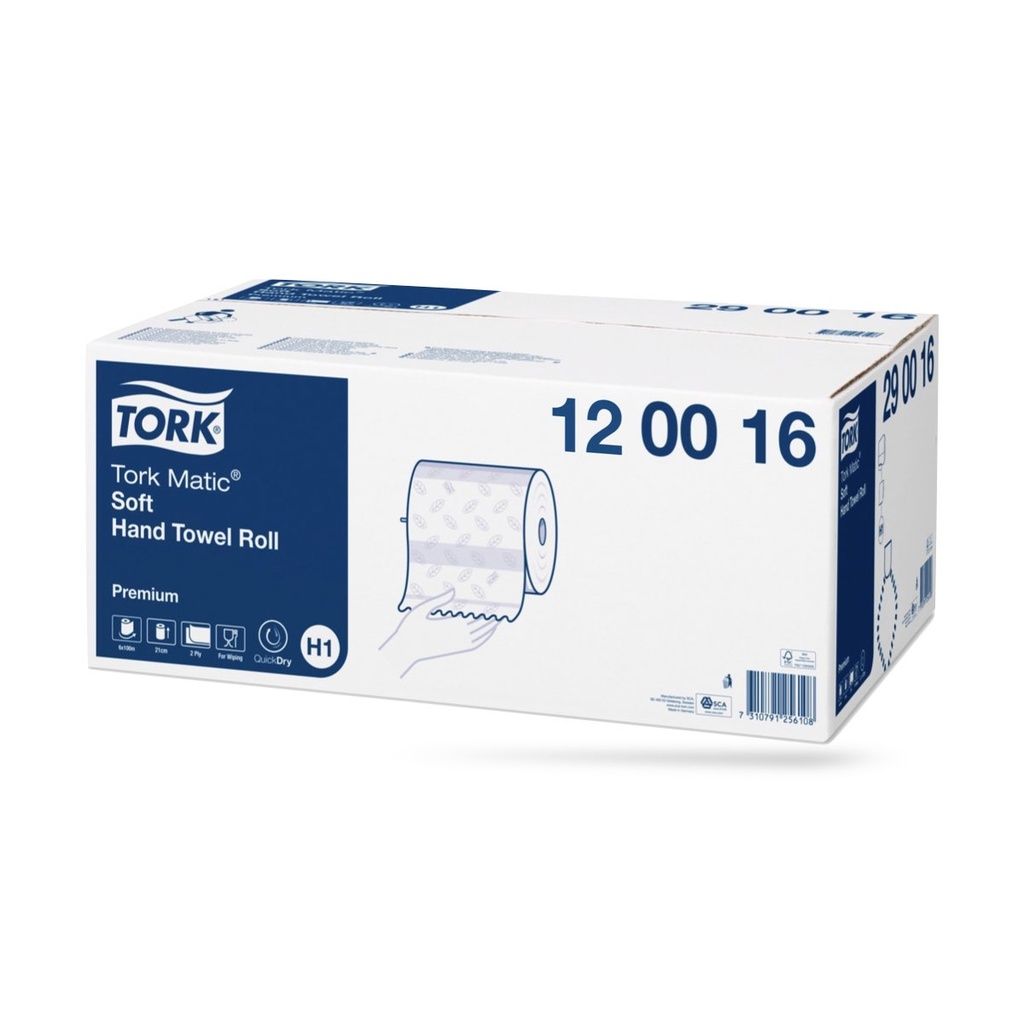 Tork Prem. Matic tekercses kéztörlő 2 r. fehér 6 x 120 m H1