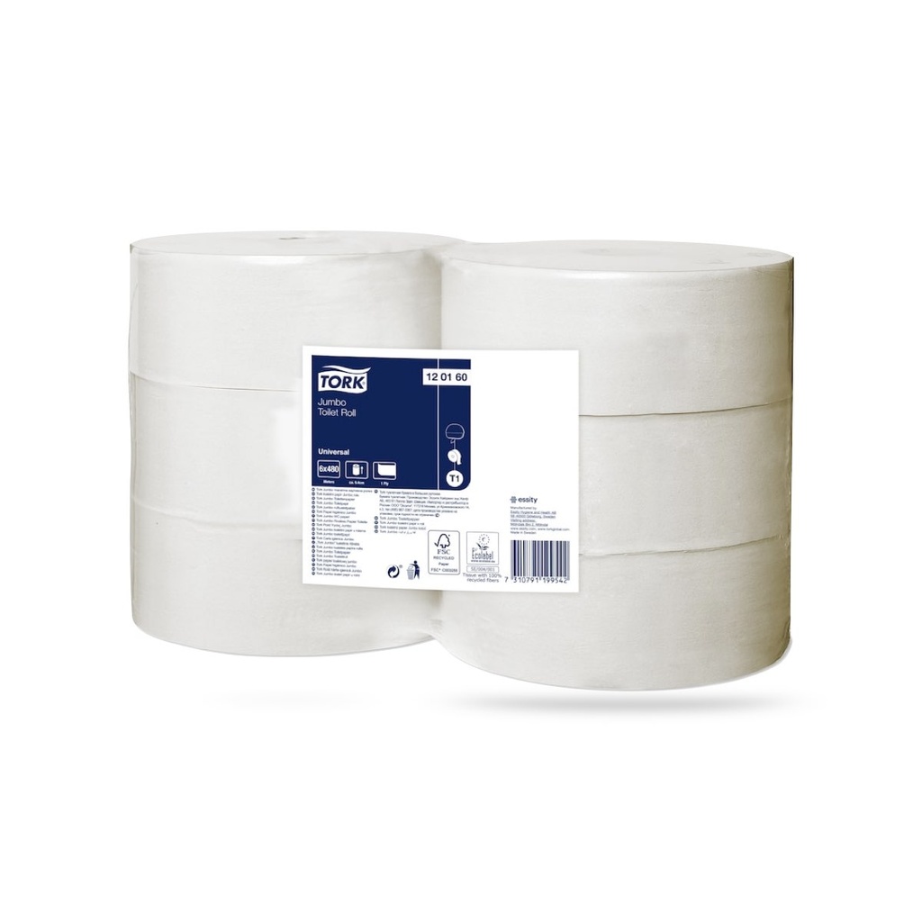 Tork Univ. Jumbo toalettpapír 1 r. törtfehér 6 x 480 m T1