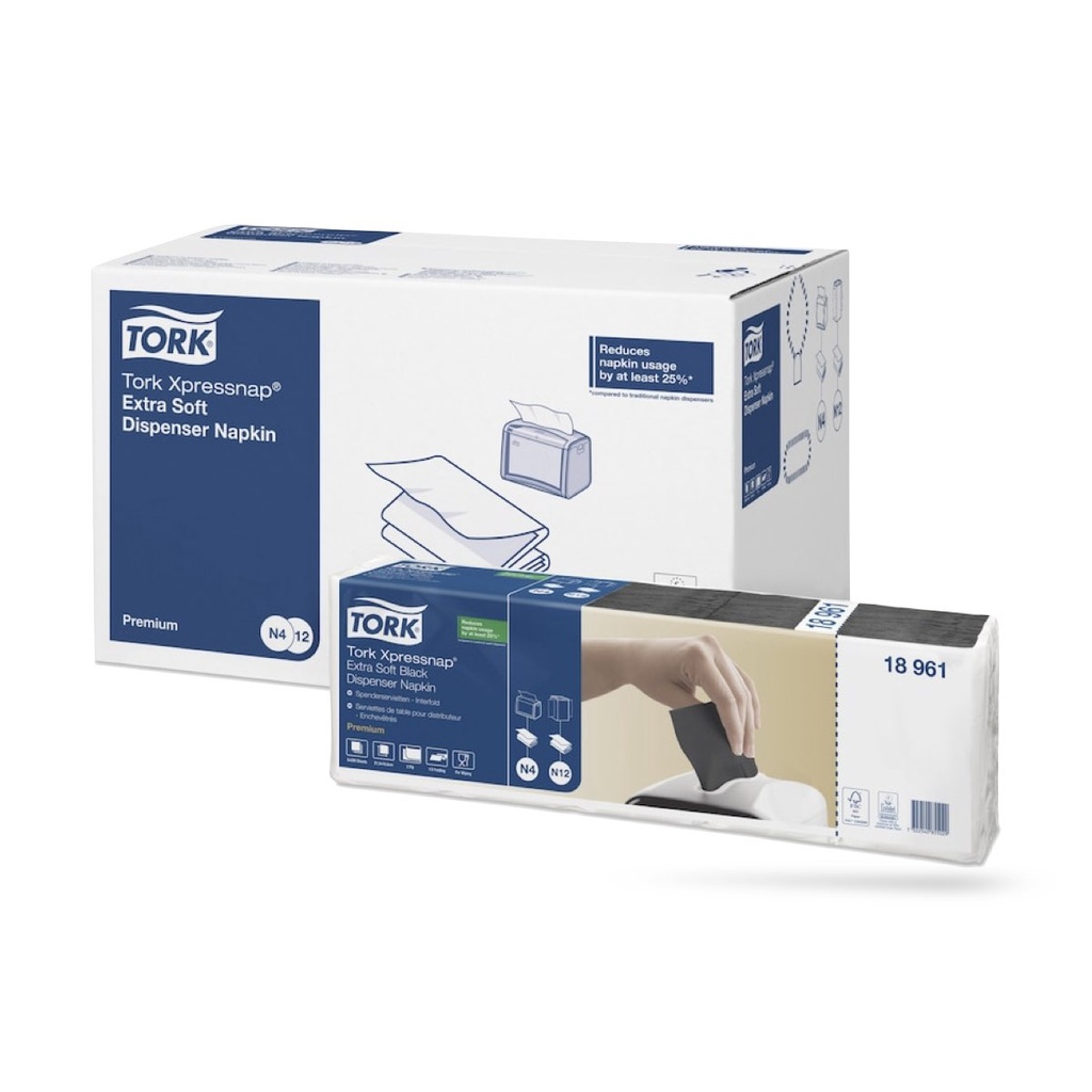 Tork Xpressnap Extra Soft adagolós szalvéta 21 x 17 cm-es 2 r. 1000 lapos fekete N4