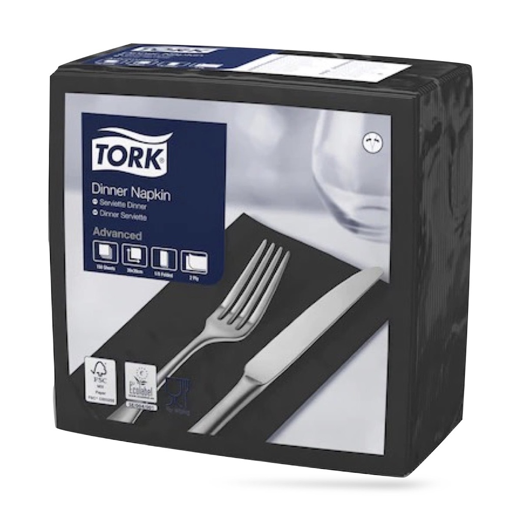 Tork dinner szalvéta 40 x 40 cm-es 1/8-os 2 r. 150 lapos fekete