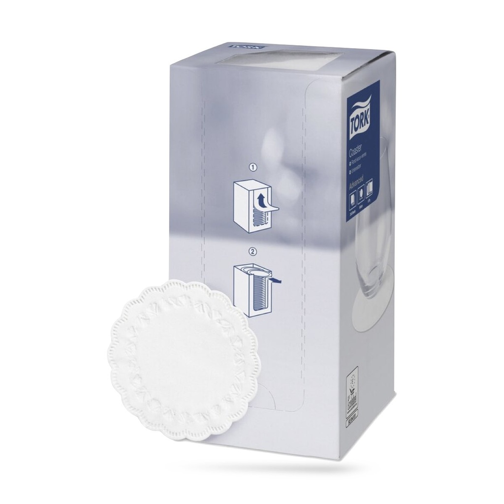 Tork poháralátét ∅ 9 cm-es 8 r. 250 lapos hullámos szélű fehér