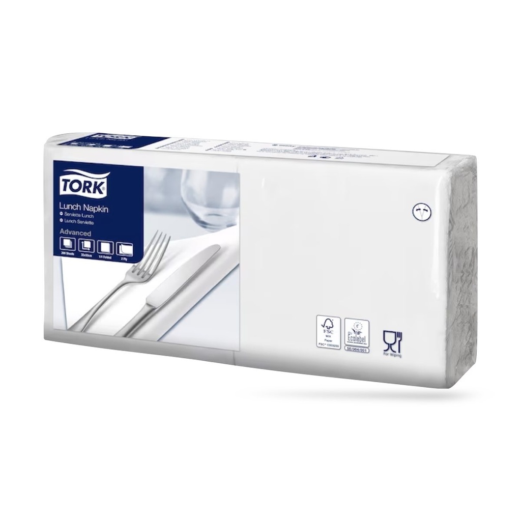 Tork lunch szalvéta 33 x 33 cm-es 2 r. 200 lapos fehér