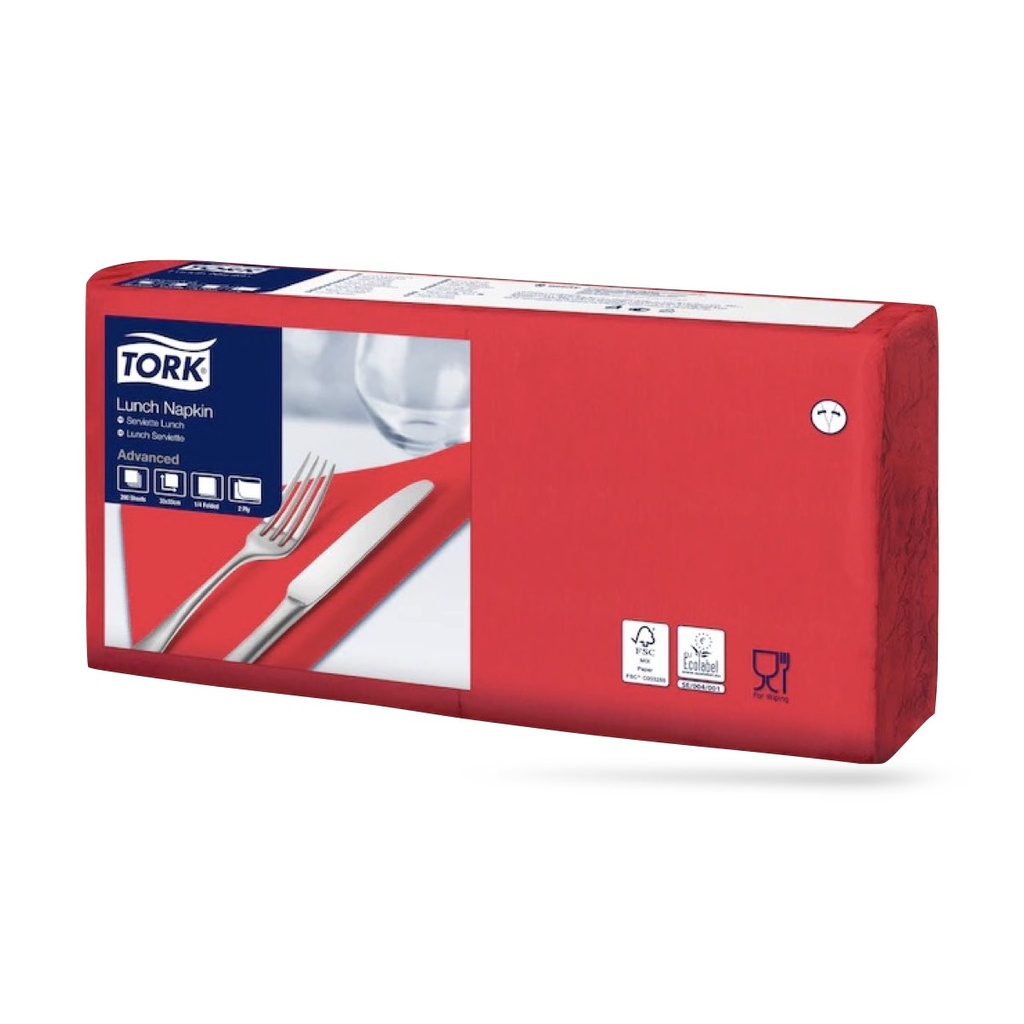 Tork lunch szalvéta 33 x 33 cm-es 2 r. 200 lapos piros