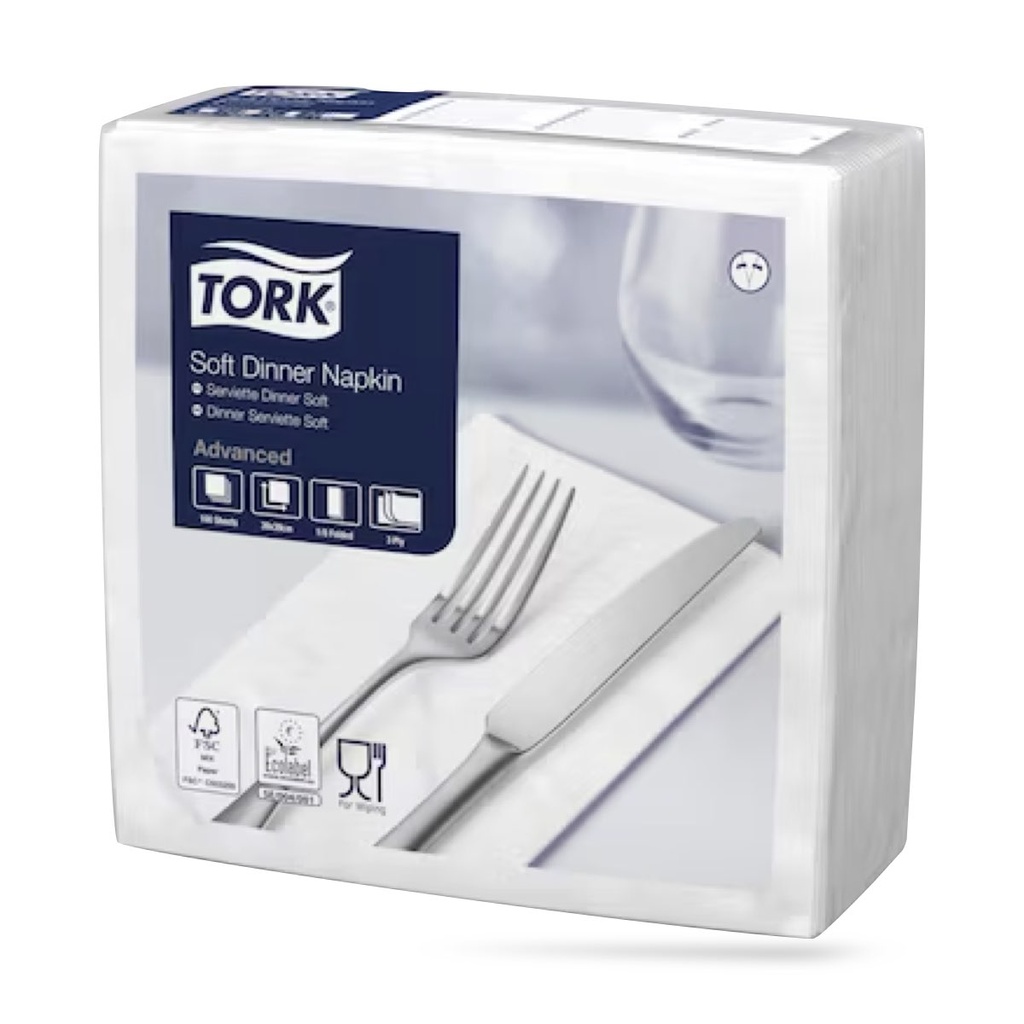 Tork dinner szalvéta 40 x 40 cm-es cm-es 3 r. 100 lapos fehér