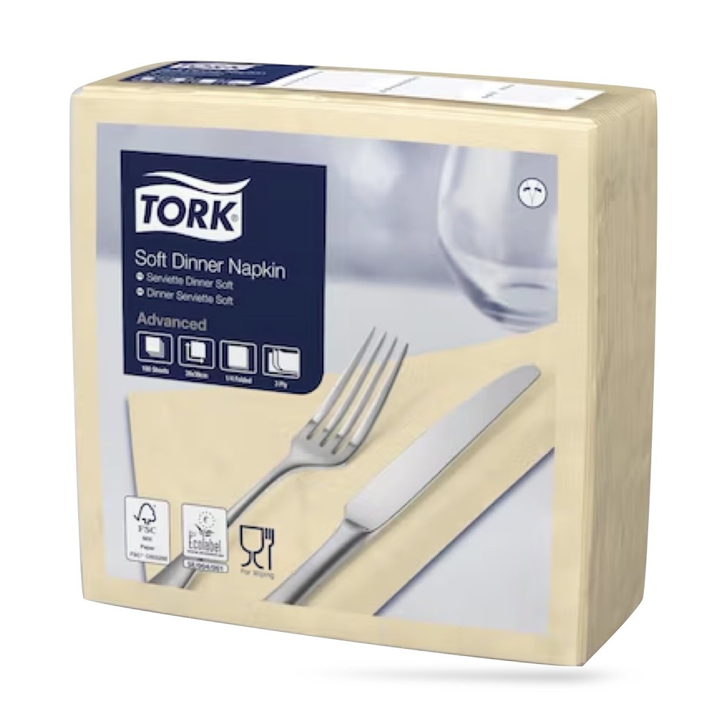 Tork dinner szalvéta 40 x 40 cm-es 3 r. 100 lapos homok