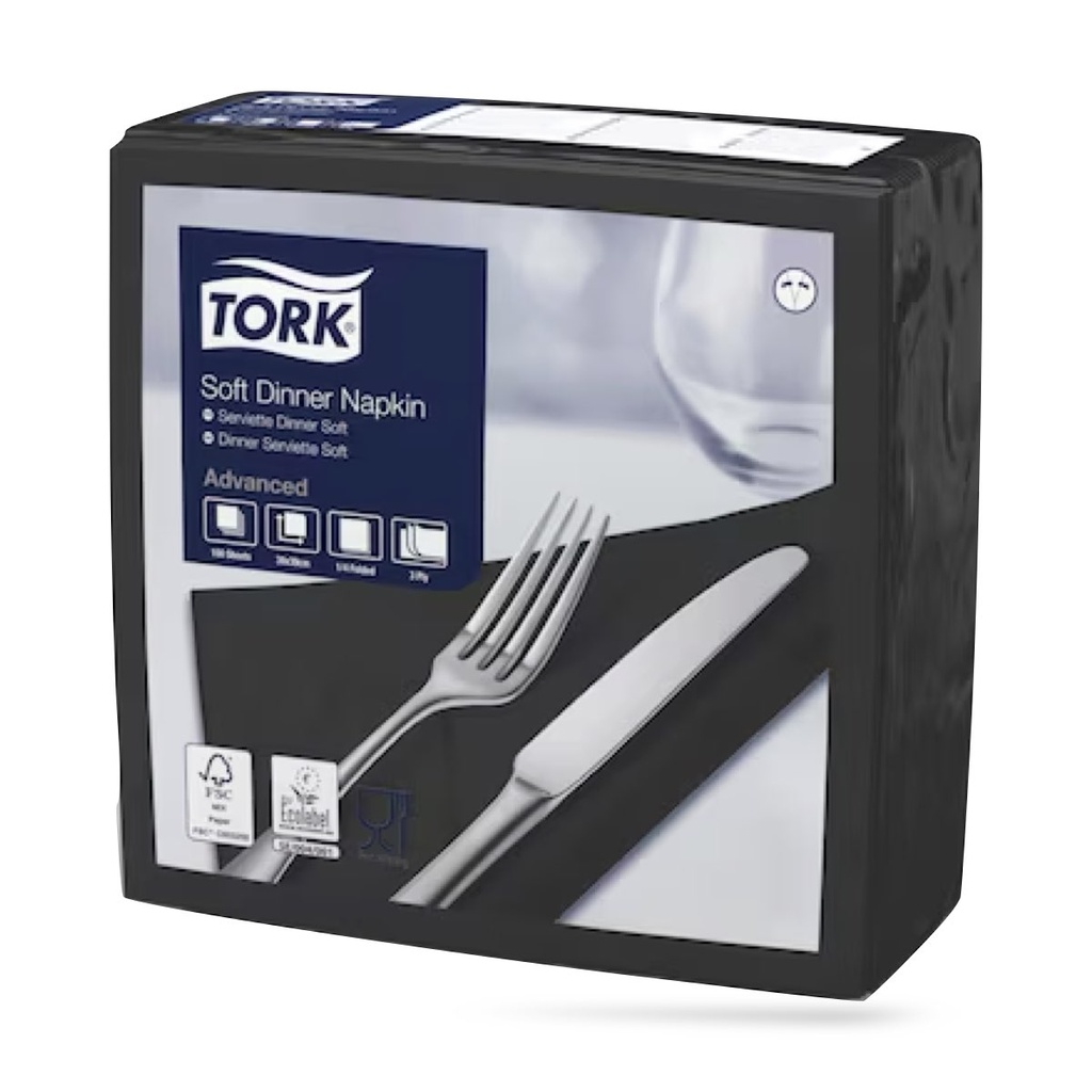 Tork dinner szalvéta 40 x 40 cm-es 3 r. 100 lapos fekete