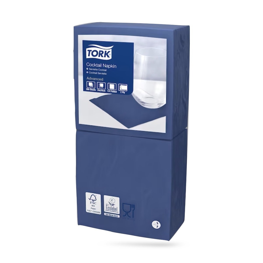 Tork koktélszalvéta 24 x 24 cm-es 2 r. 200 lapos sötétkék