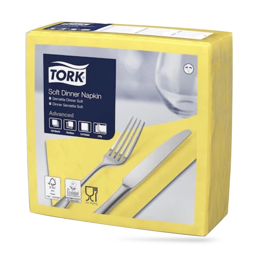 Tork dinner szalvéta 40 x 40 cm-es 3 r. 100 lapos sárga