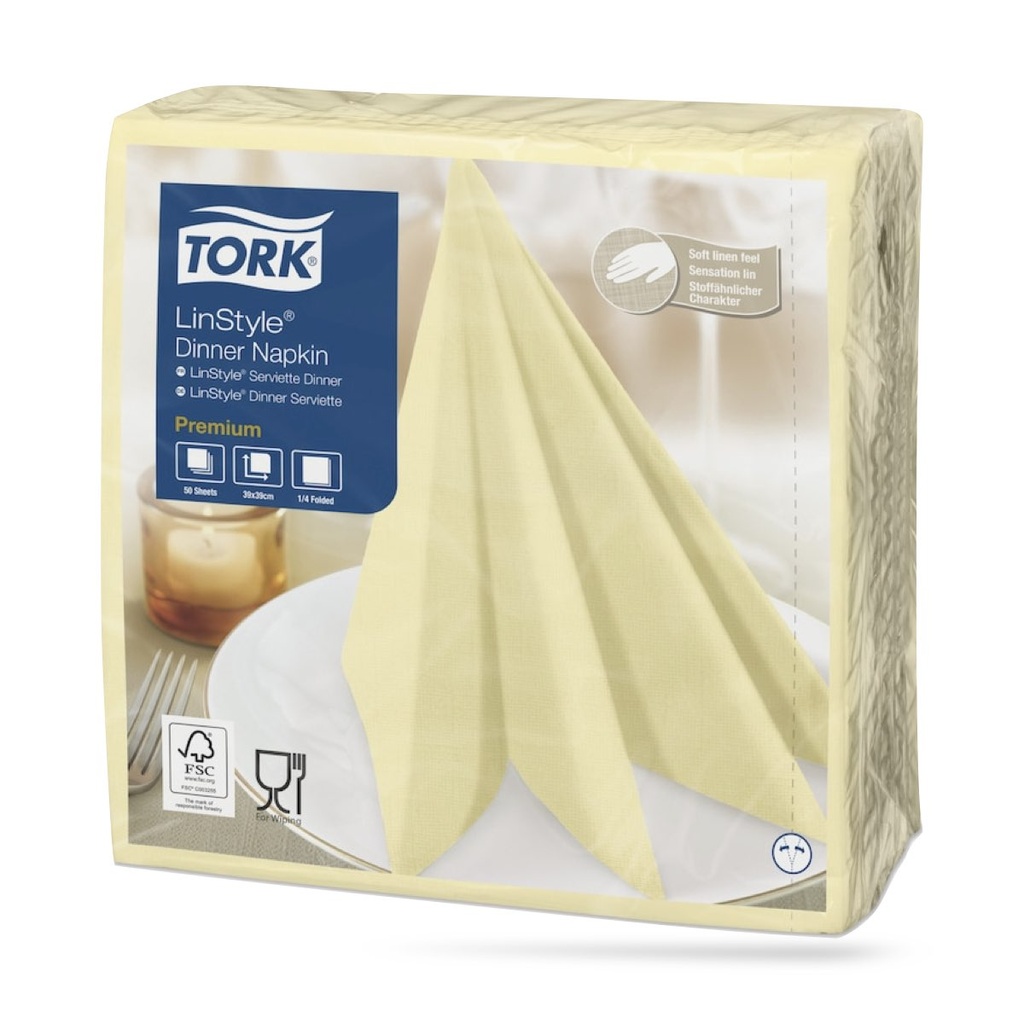 Tork LinStyle textilhatású szalvéta 39 x 39 cm-es 1 r. 50 lapos pezsgő