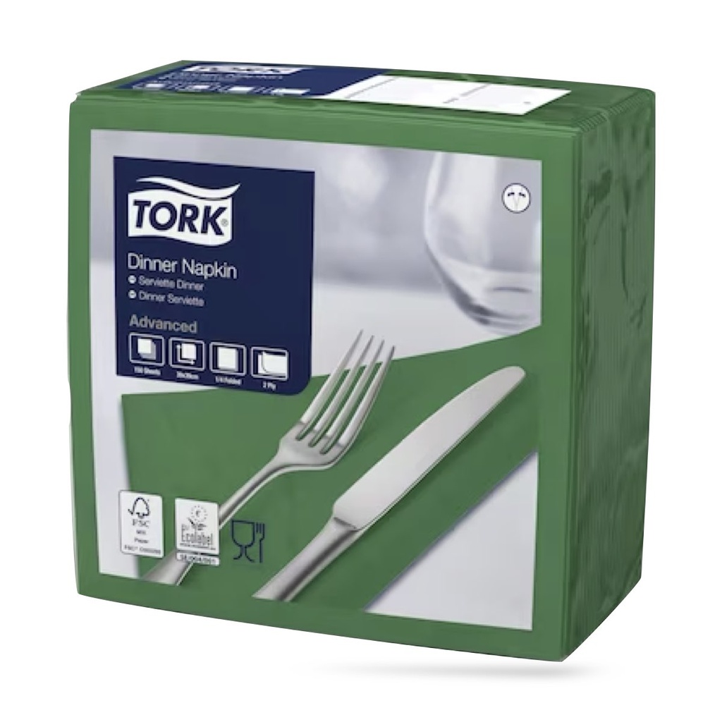 Tork dinner szalvéta 40 x 40 cm-es 2 r. 150 lapos sötétzöld