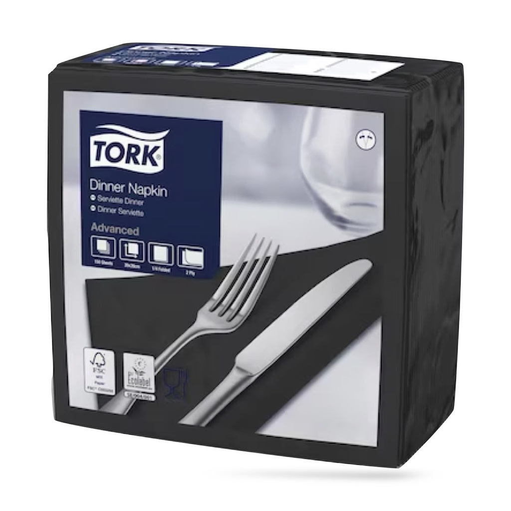 Tork dinner szalvéta 40 x 40 cm-es 2 r. 150 lapos fekete