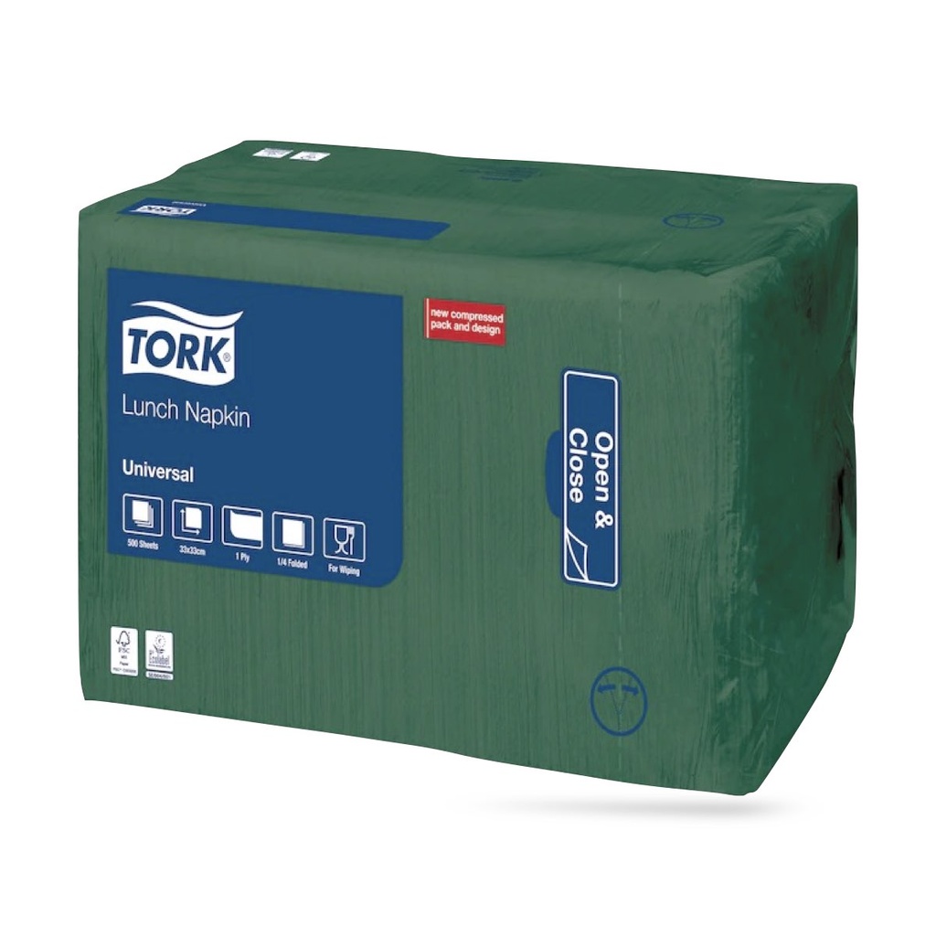 Tork lunch szalvéta 33 x 33 cm-es 1 r. 500 lapos sötétzöld
