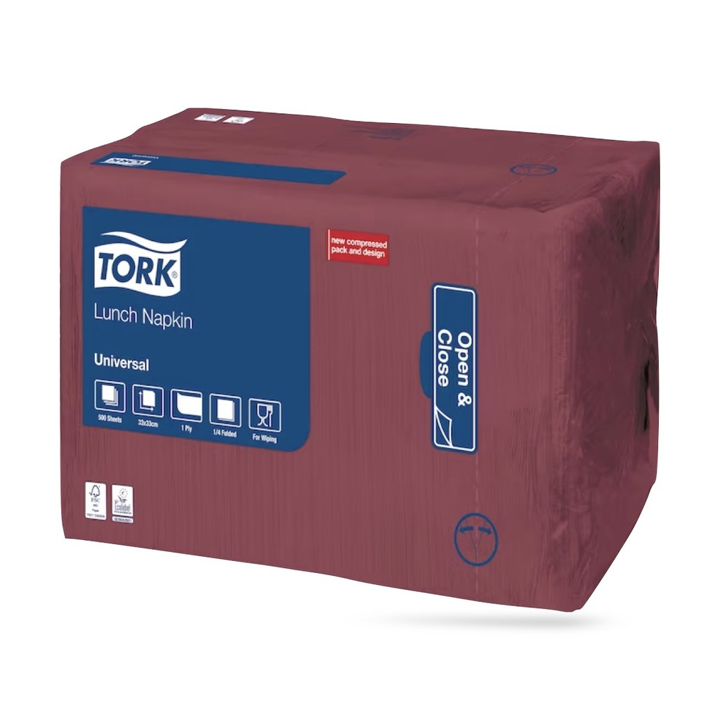 Tork lunch szalvéta 33 x 33 cm-es 1 r. 500 lapos bordó