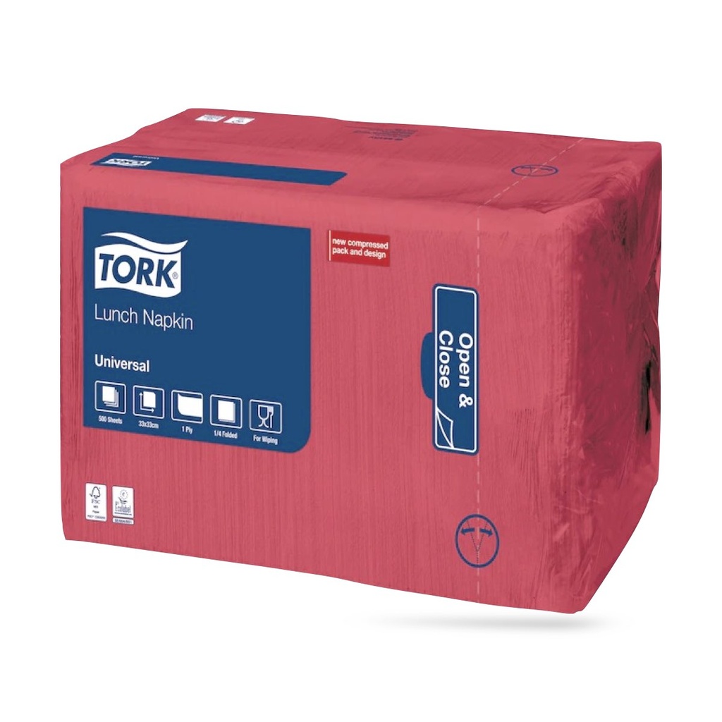 Tork lunch szalvéta 33 x 33 cm-es 1 r. 500 lapos piros