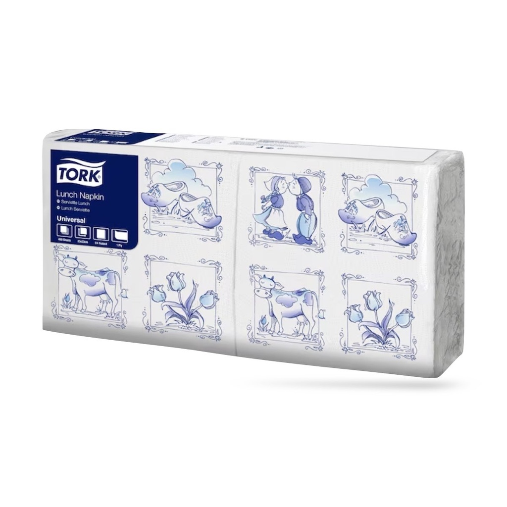 Tork Decor lunch szalvéta 33 x 33 cm-es 1 r. 400 lapos "Delft-Ware"