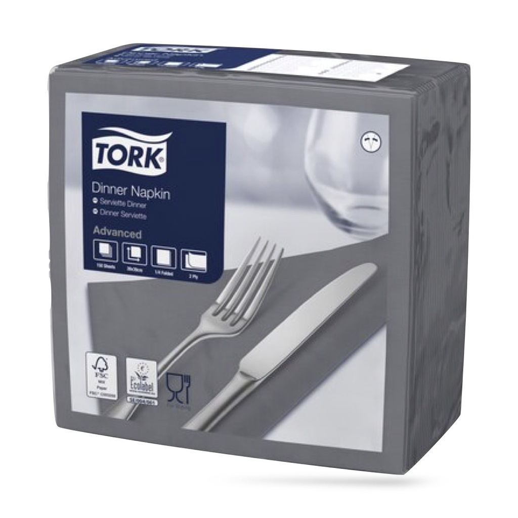 Tork dinner szalvéta 40 x 40 cm-es 2 r. 150 lapos antracit