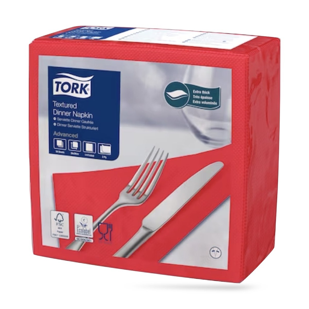 Tork Airlaid texturált szalvéta 40 x 40 cm-es 2 r. 50 lapos piros