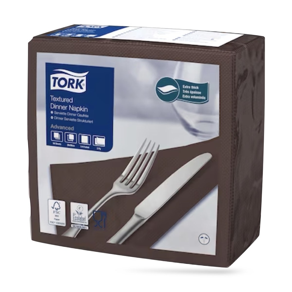 Tork Airlaid texturált szalvéta 40 x 40 cm-es 2 r. 50 lapos barna