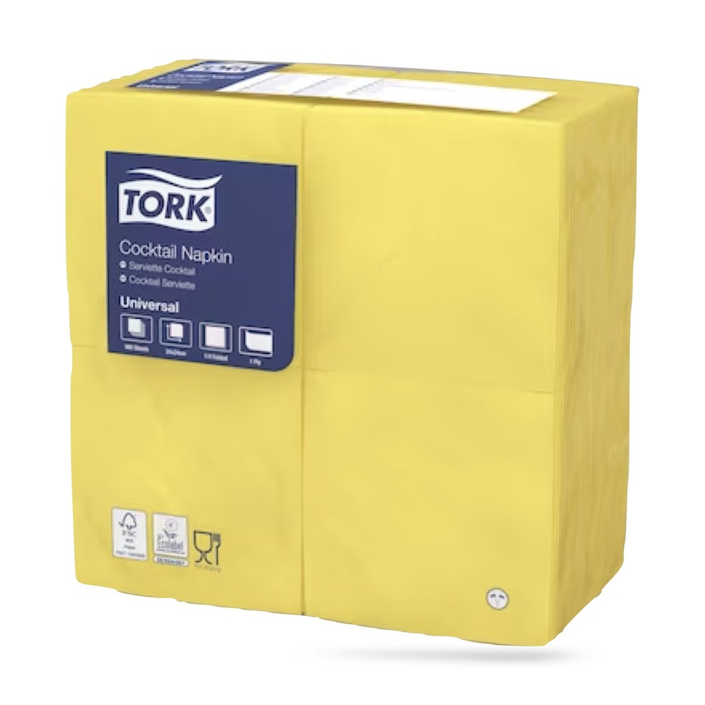 Tork koktélszalvéta 24 x 24 cm-es 1 r. 500 lapos sárga