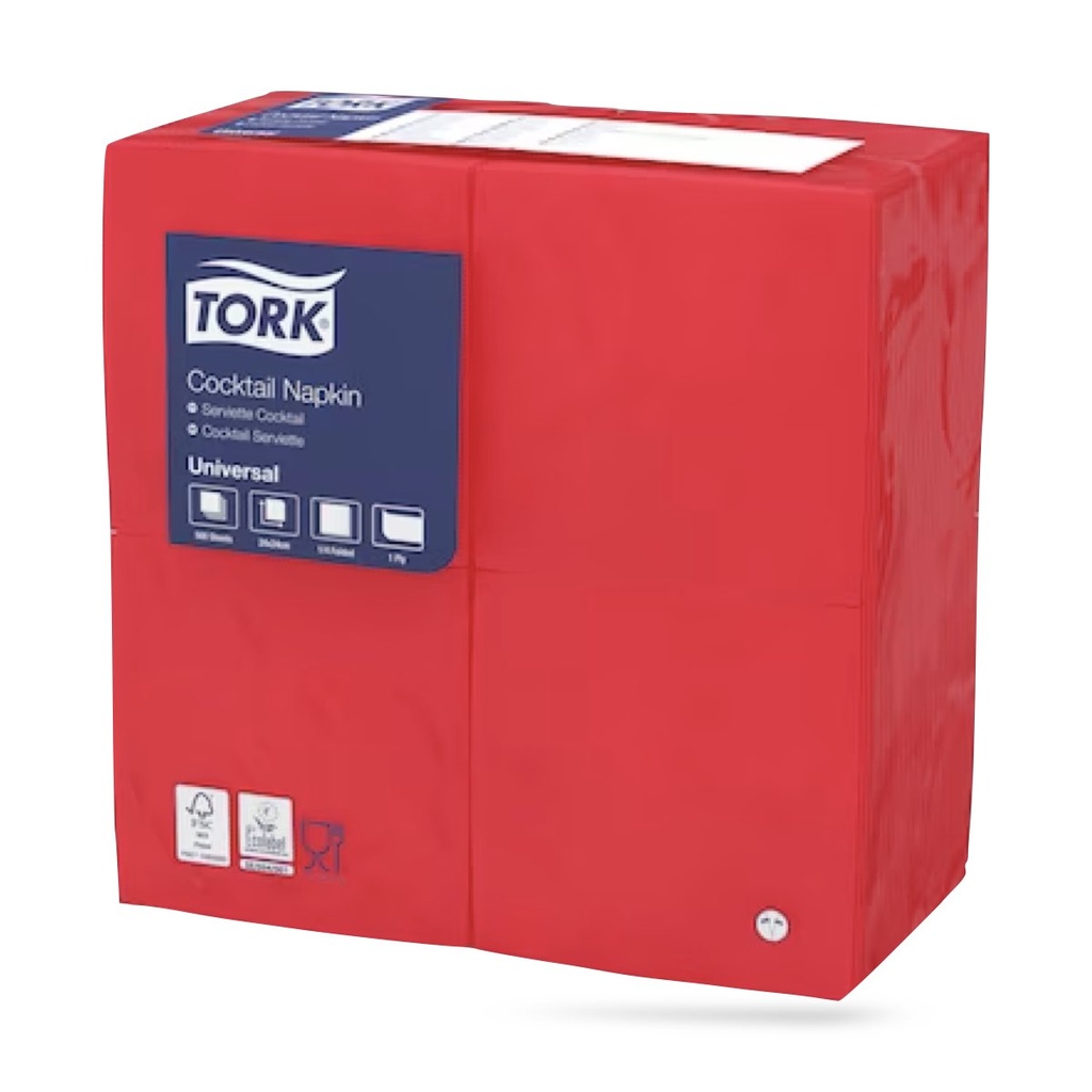 Tork koktélszalvéta 24 x 24 cm-es cm-es 1 r. 500 lapos piros