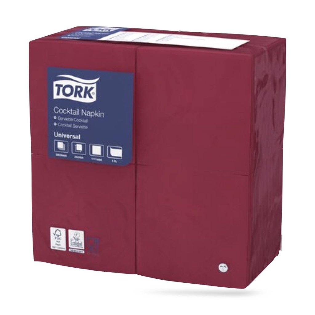 Tork koktélszalvéta 24 x 24 cm-es 1 r. 500 lapos bordó