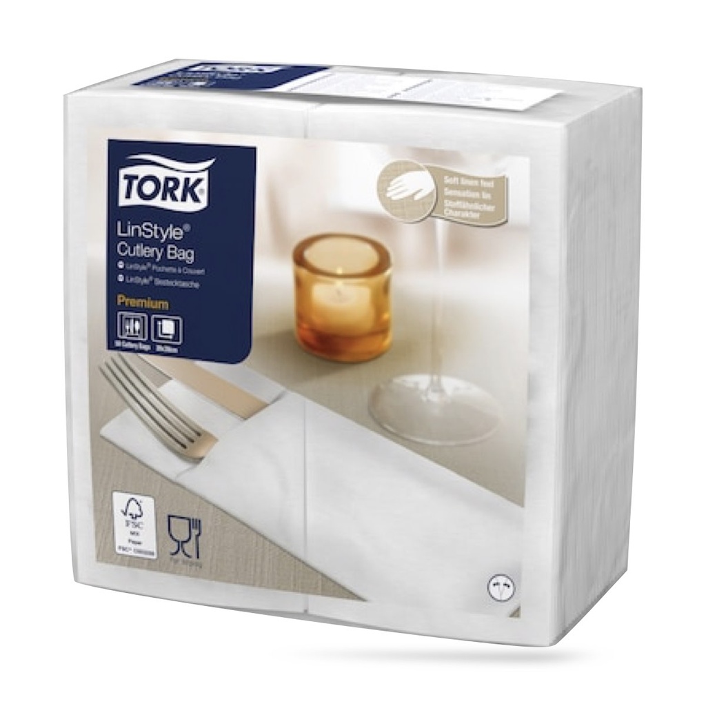 Tork LinStyle cutlery szalvéta 39 x 39 cm-es cm-es 1 r. 50 lapos fehér