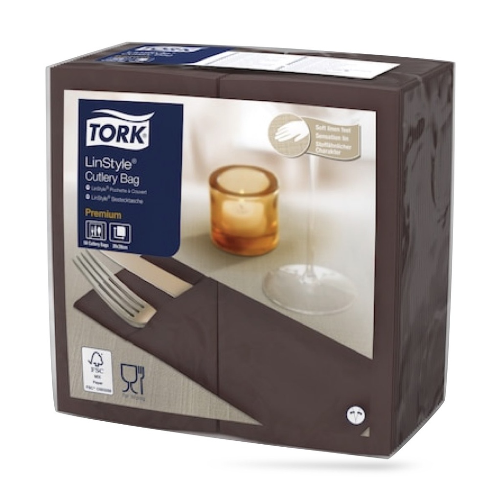 Tork LinStyle cutlery szalvéta 39 x 39 cm-es 1 r. 50 lapos kakaó