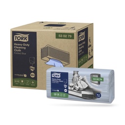 [530279] Tork Prem. nagyteljesítményű tisztítókendő 105 lapos kék W4